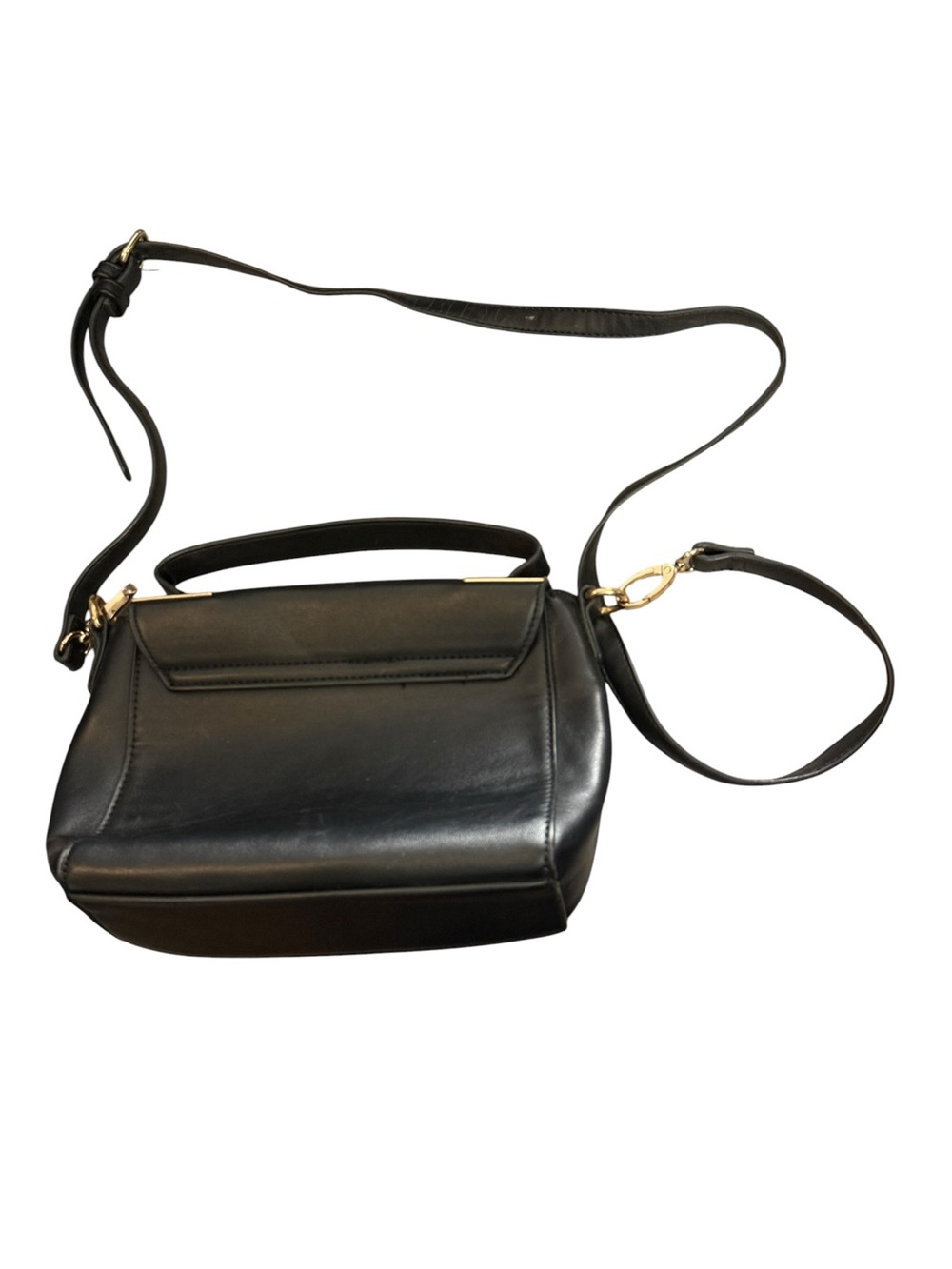 Forever 21 Black Top Handle Crossbody Satchel Bag Gold Hardware - Picture 8 of 9